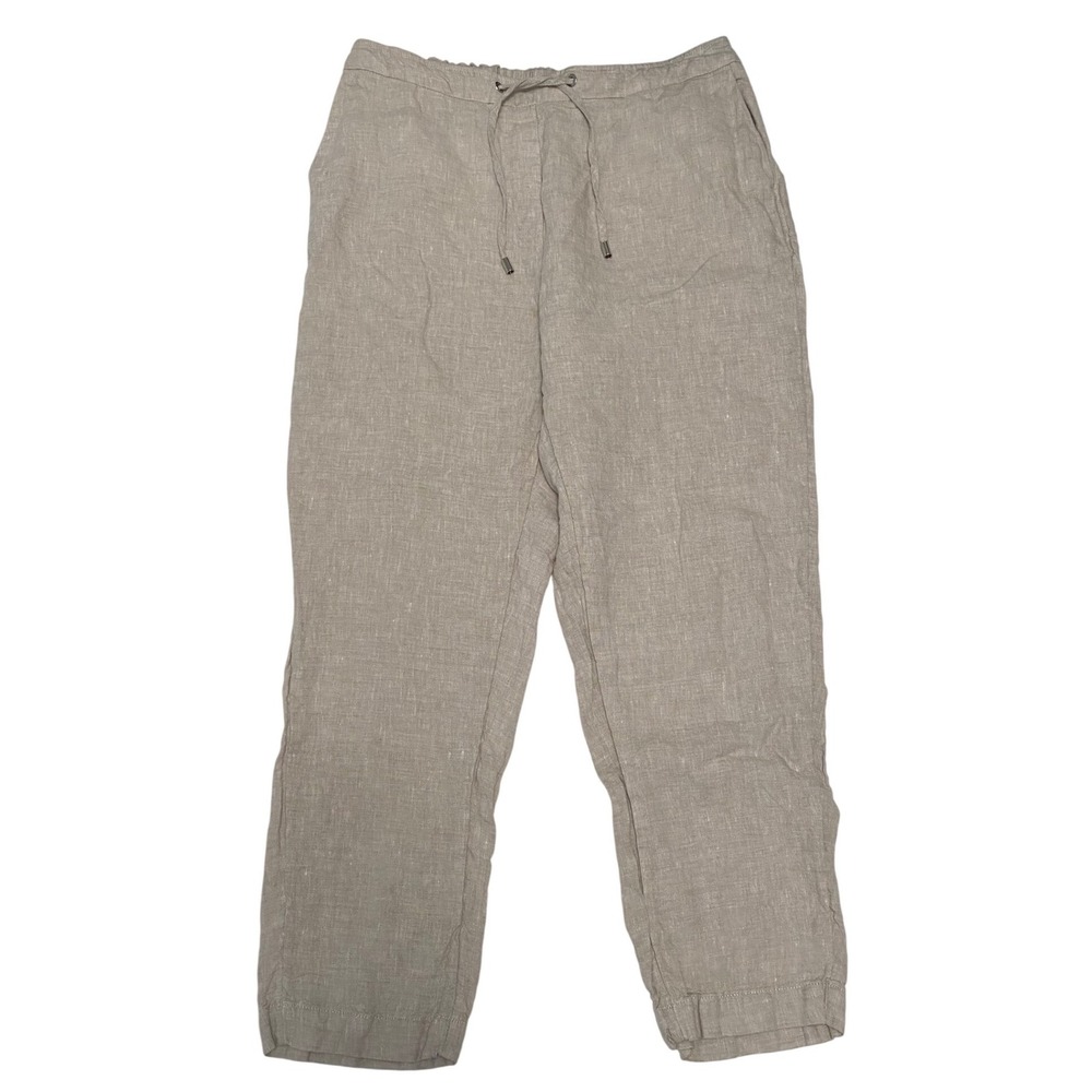 Chicos Womens 100% Linen Cropped Pants 1.5 10R Coastal Lightweight Quiet Luxury